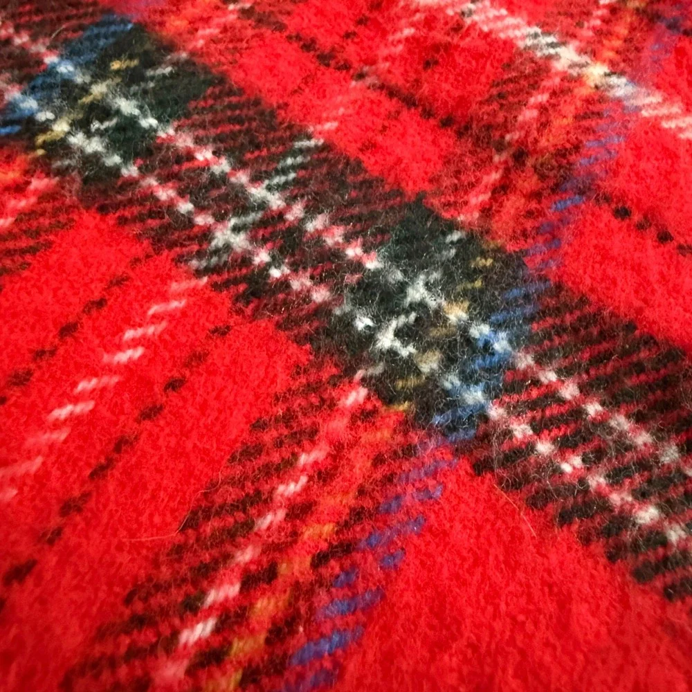 Red Tartan Plaid Scarf Fringe‎ Wool Blend Winter Warm Accessory